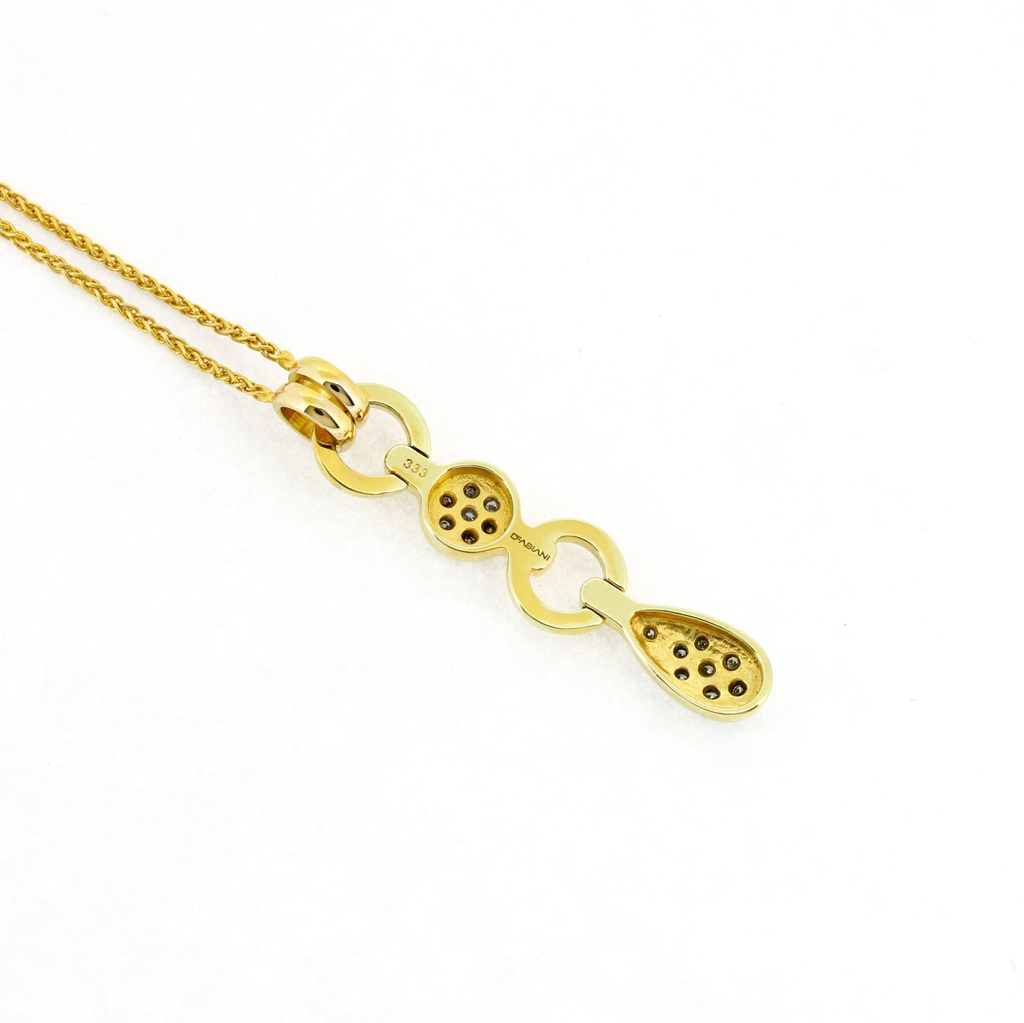 Collier Zopfkette 333 Gold 8 Kt Anhänger 15 Brillanten ca. 0,10 ct - Wert 420,-