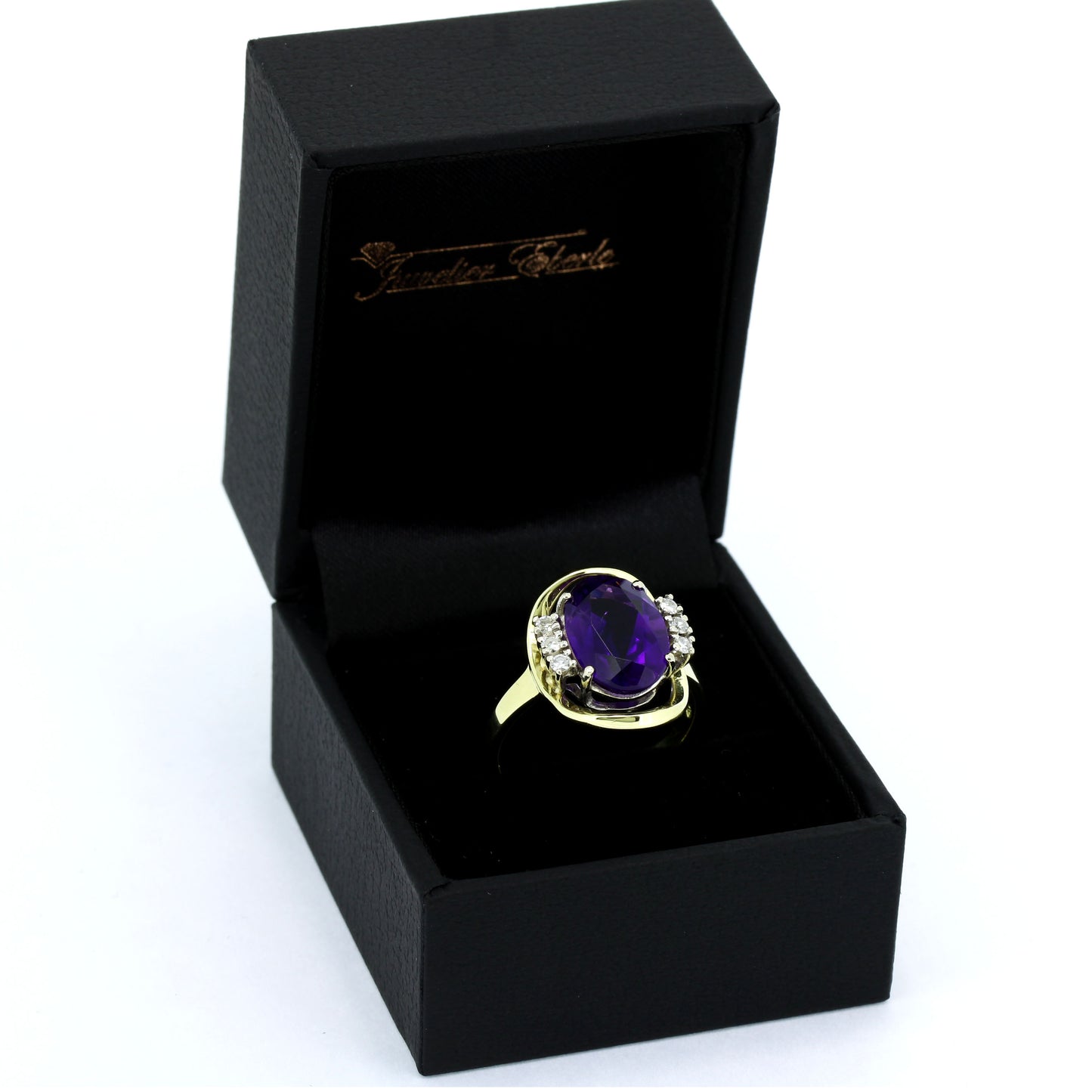 Amethyst Ring 585 Gold 14 Kt Gelbgold Weißgold Diamanten 0,13 ct Wert 580,-