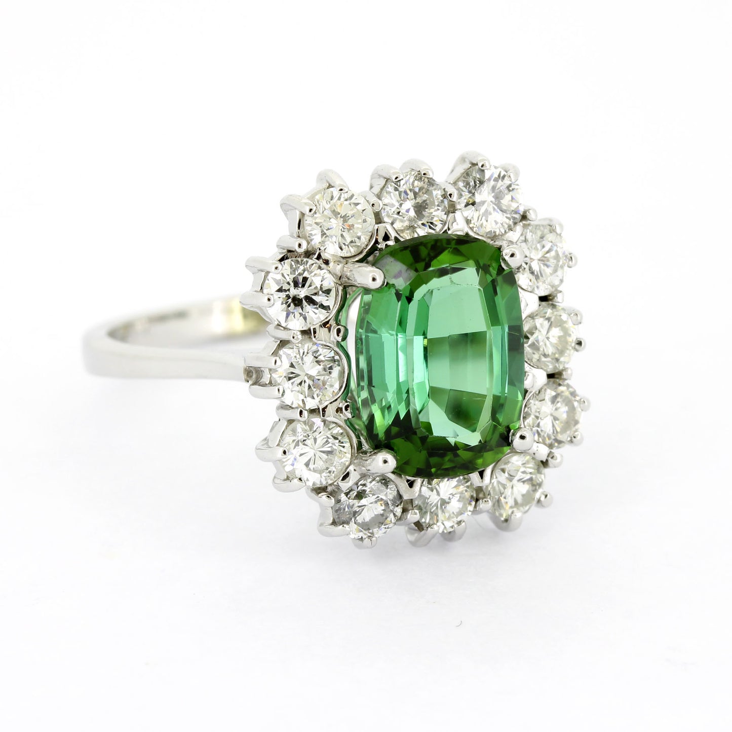 Turmalin Ring 585 Gold 14 Kt Weißgold - Brillanten 1,70 ct - Wert 3200,-