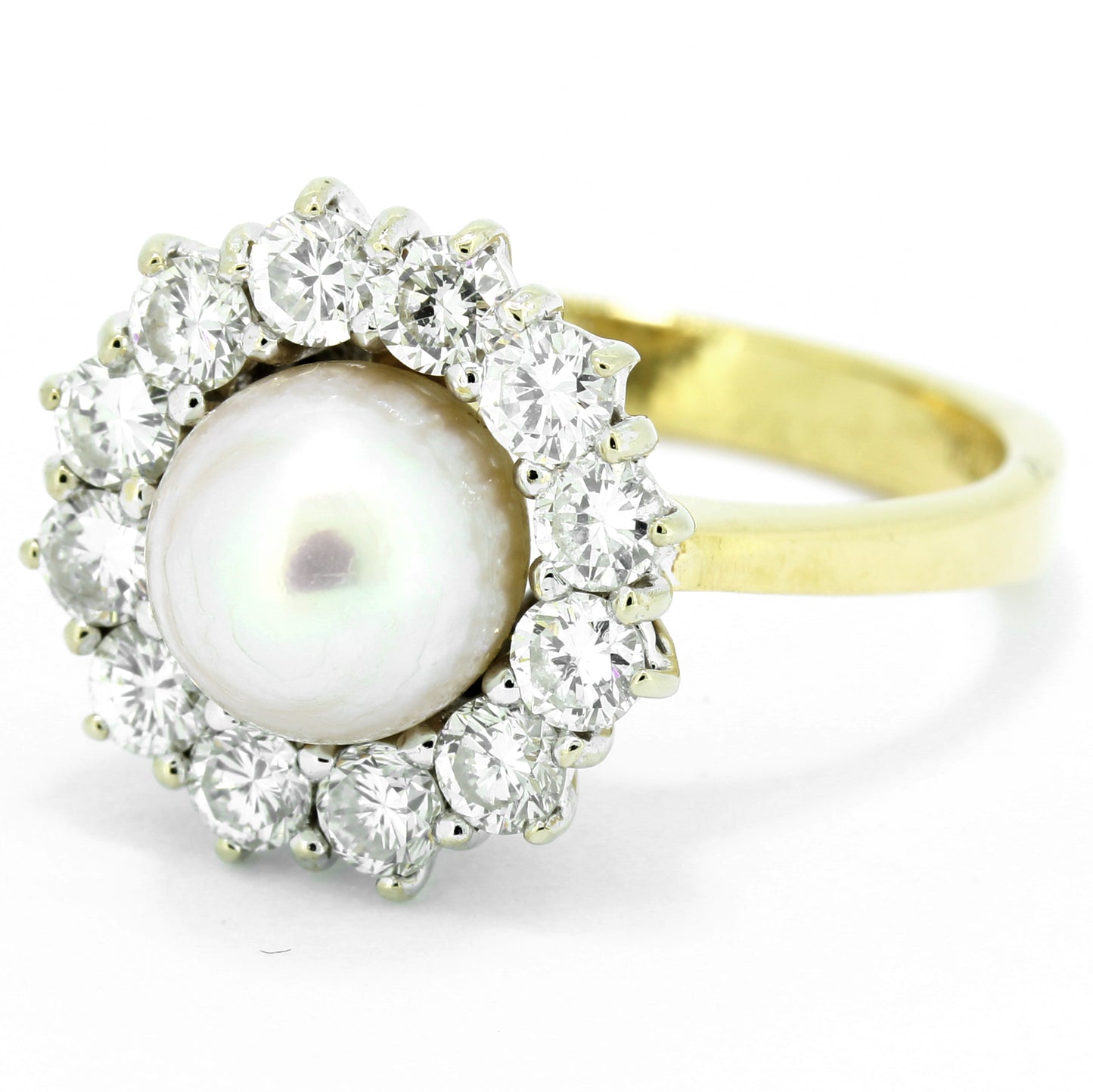 Süßwasserperlen Ring 750 Gold 18 Kt Gelbgold Weißgold - Brillanten - Wert 2800,-