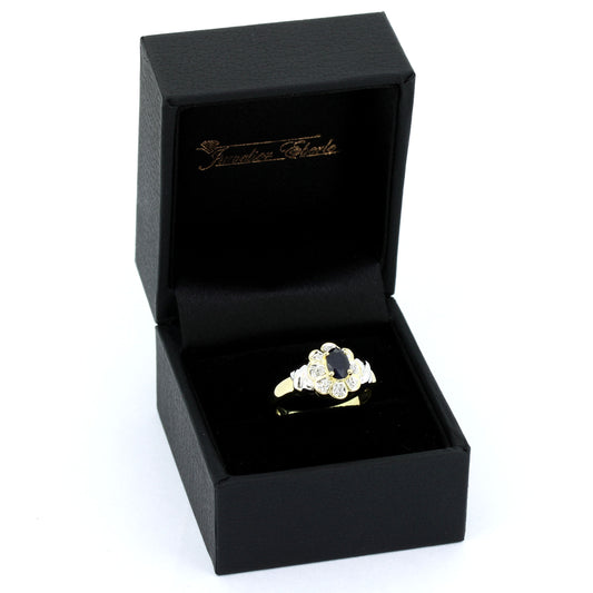 Saphir Ring 585 Gold 14 Kt Gelbgold Weißgold - Diamanten - Wert 430,-