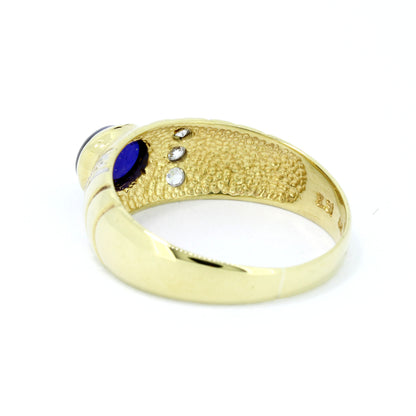 Bandring 585 Gold Ring 14 Kt mit Saphir und Diamanten