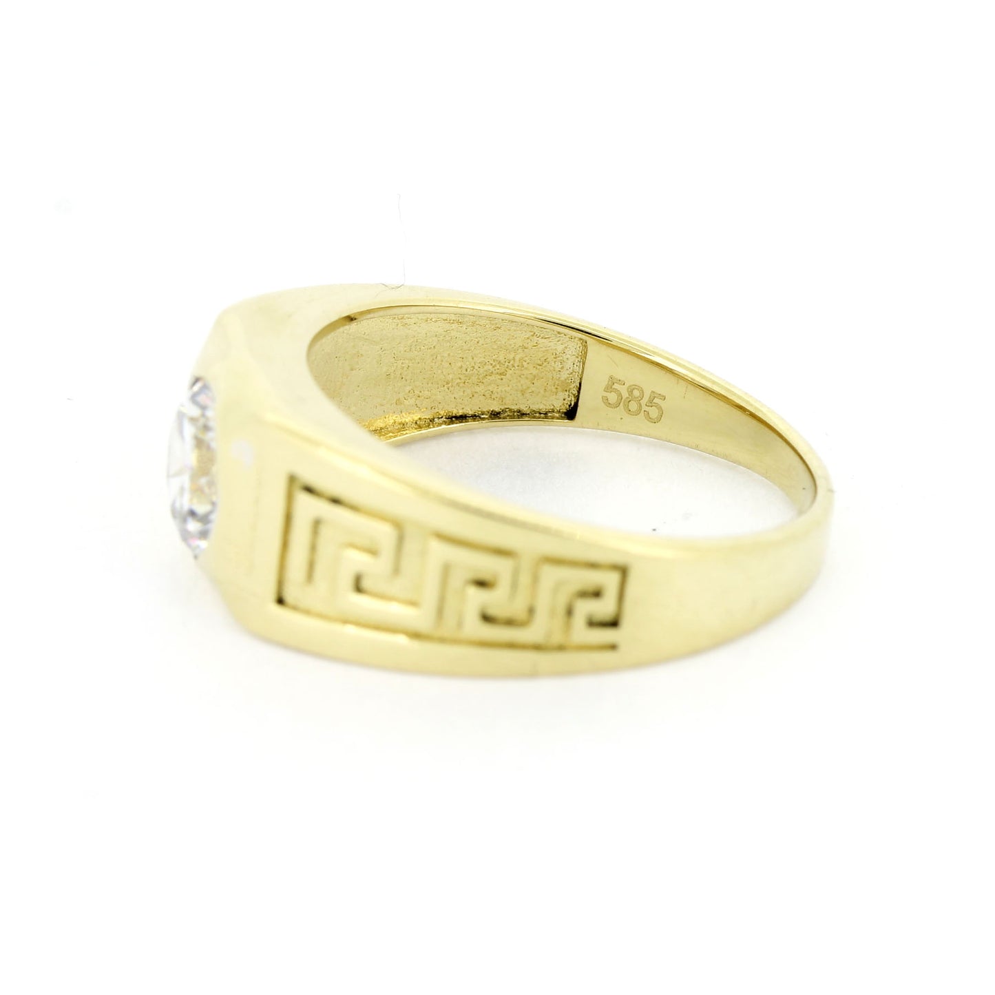 Ring mit Griechischem Schlüsselmuster 585er Gelbgold - Zirkonia Stein Wert 350,-