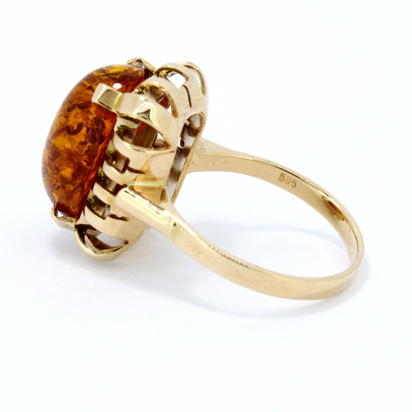 Bernstein Ring 585 Gold 14 Kt Gelbgold G56