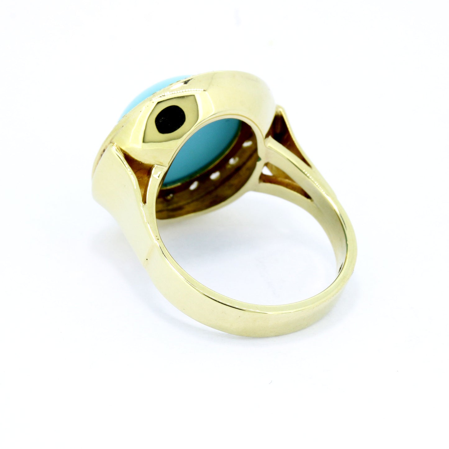 Türkis Cabochon Ring mit 0,45 ct Brillanten SI in 585er Gold 14 Kt - Wert 1420,-