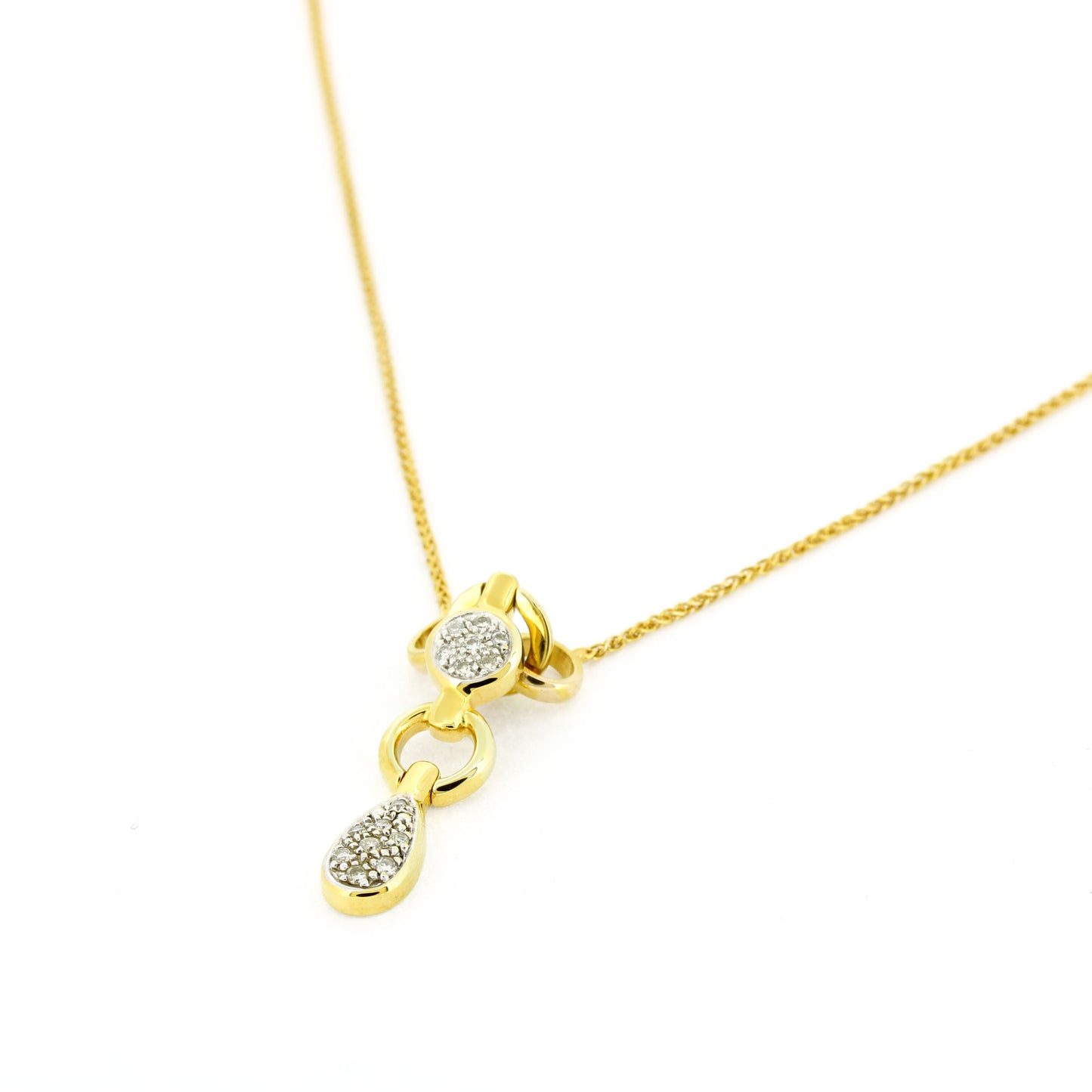 Collier Zopfkette 333 Gold 8 Kt Anhänger 15 Brillanten ca. 0,10 ct - Wert 420,-
