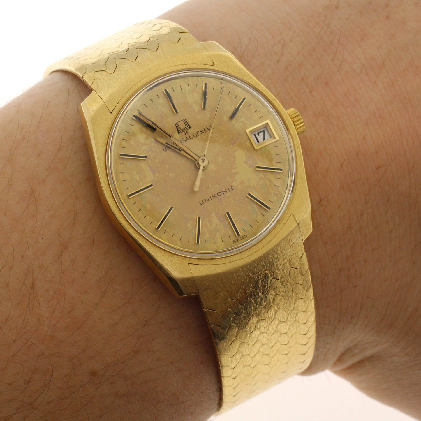 Universal Geneve Unisonic Armbanduhr 750 Gold 18 kt Fifteen Jewels