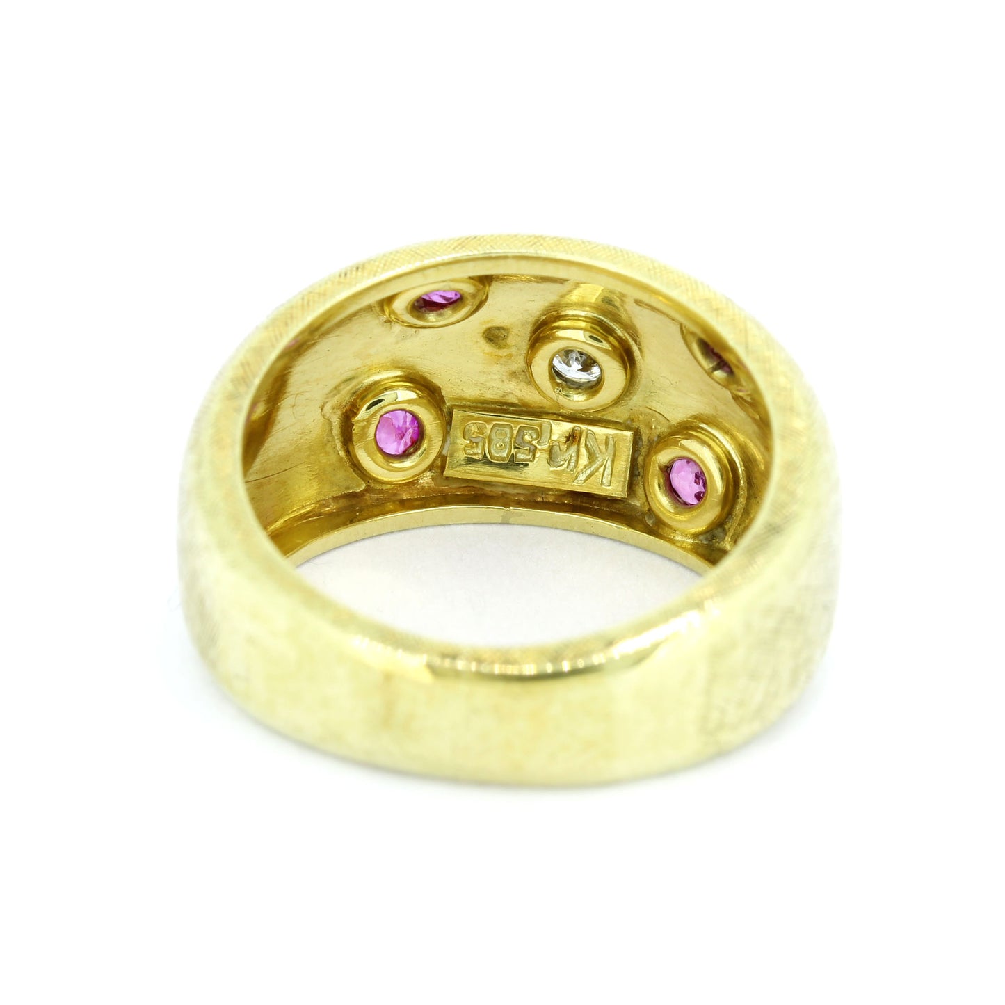 Ring 585 Gold matt 14 Kt Gelbgold Rubine und 1 Brillant ca. 0,13 ct Wert 990,-