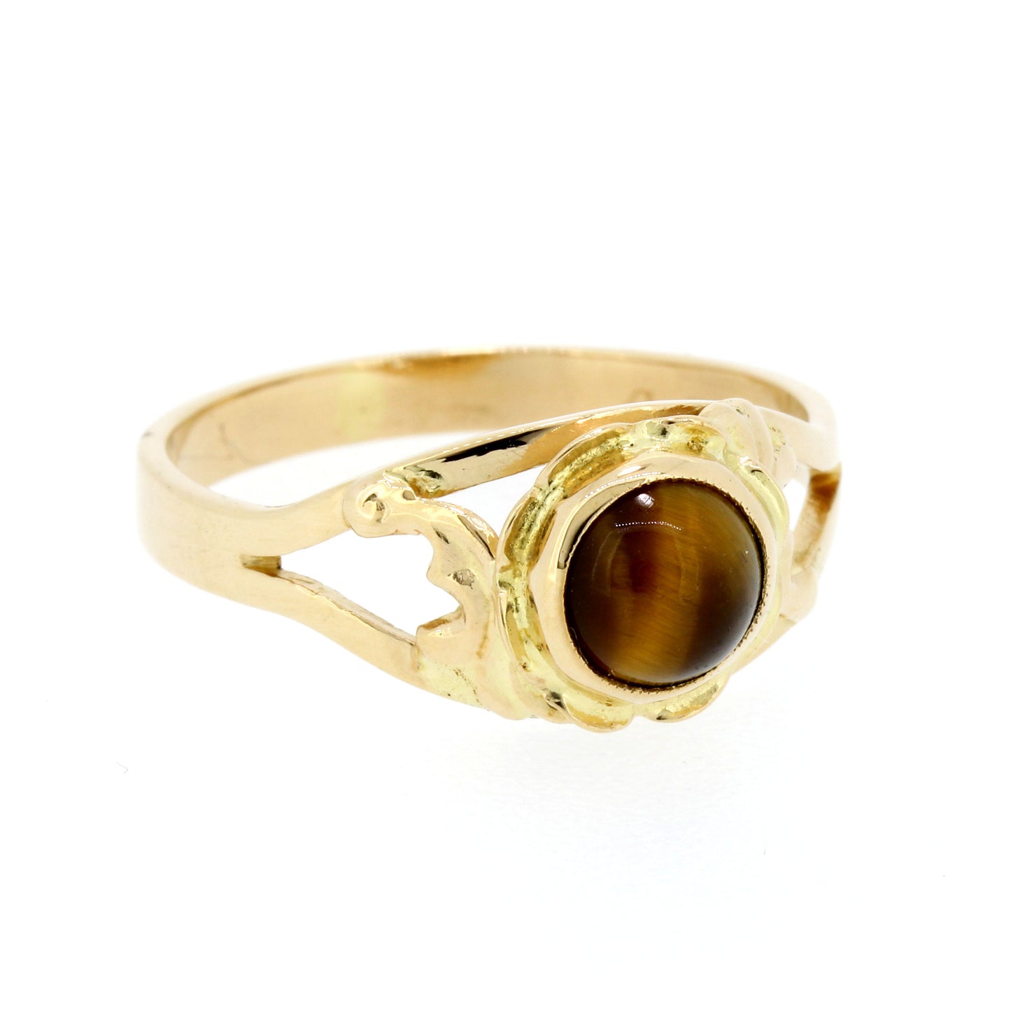 Ring 585 Gold 14 kt Gelbgold Tigerauge Wert 390,-