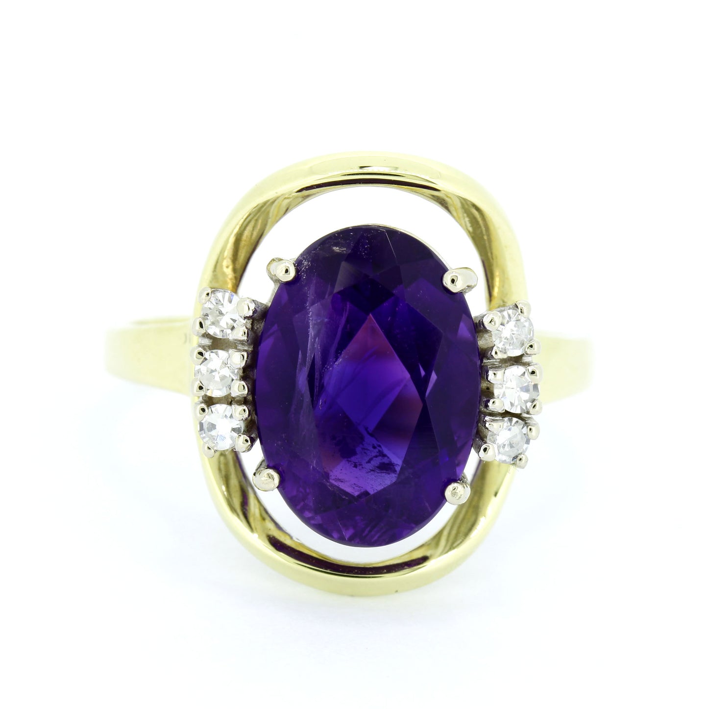 Amethyst Ring 585 Gold 14 Kt Gelbgold Weißgold Diamanten 0,13 ct Wert 580,-