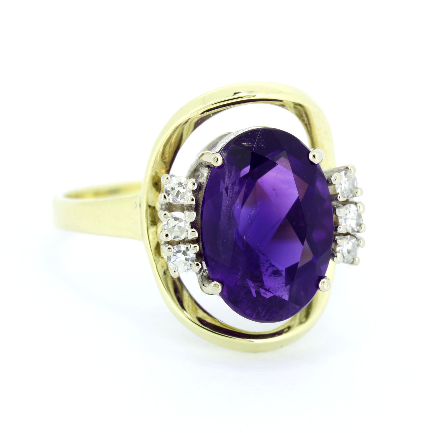 Amethyst Ring 585 Gold 14 Kt Gelbgold Weißgold Diamanten 0,13 ct Wert 580,-