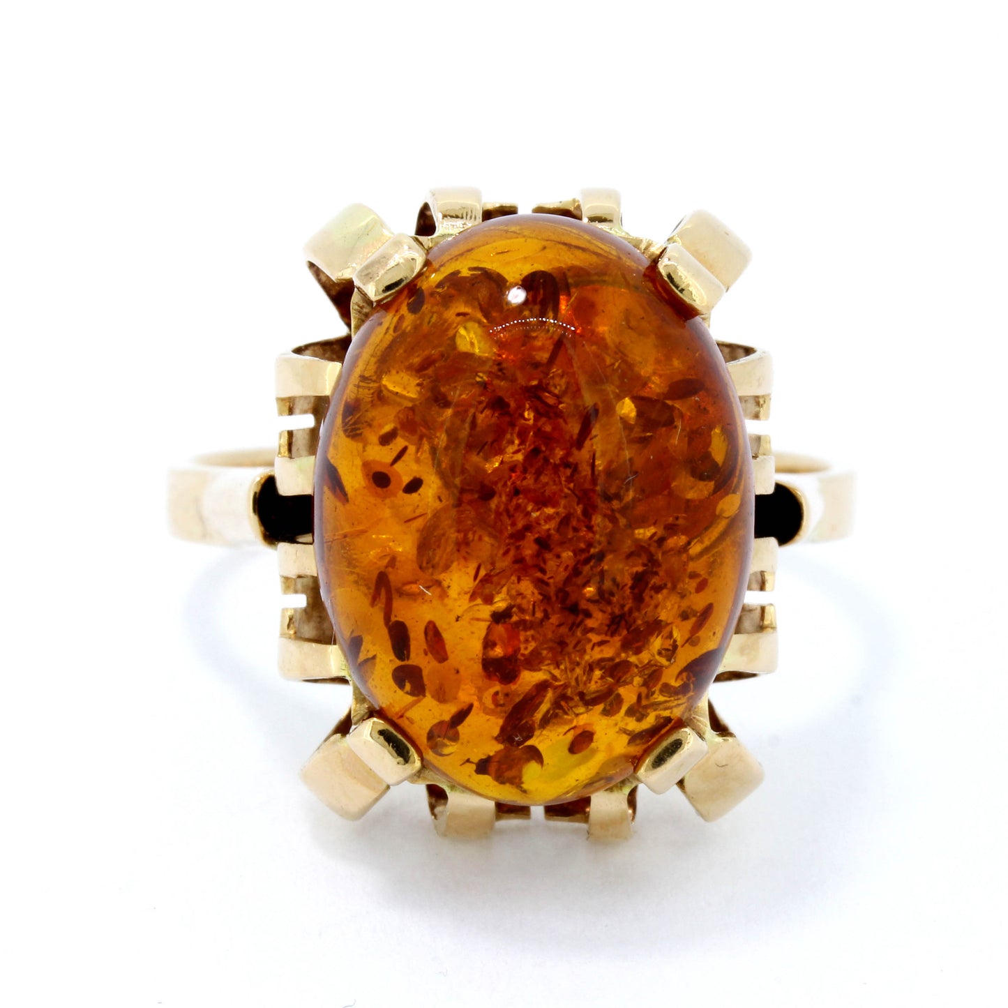Bernstein Ring 585 Gold 14 Kt Gelbgold G56
