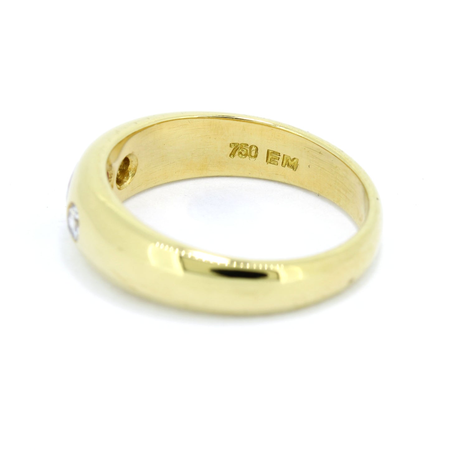 Rubin Band Ring 750 Gold 18 Kt Gelbgold - Brillant 0,10 ct H - SI - Wert 790,-
