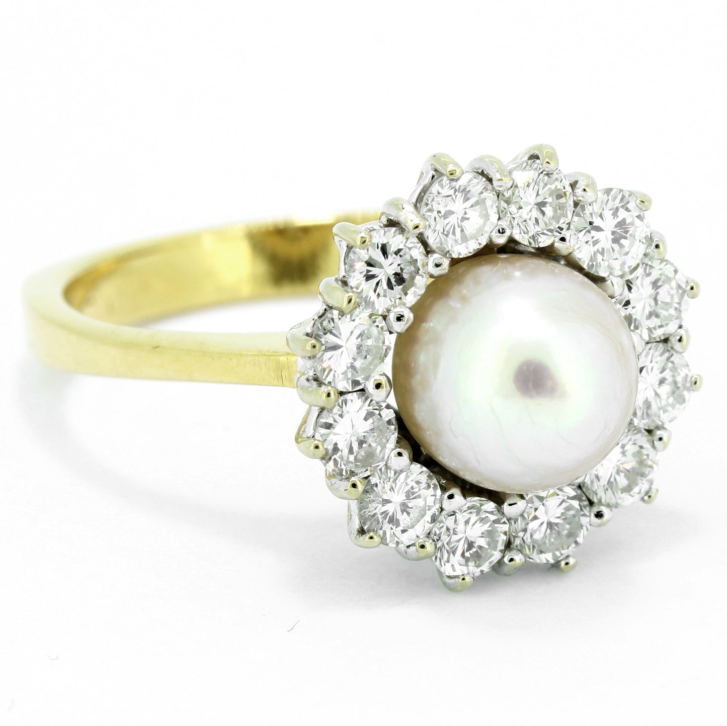 Süßwasserperlen Ring 750 Gold 18 Kt Gelbgold Weißgold - Brillanten - Wert 2800,-