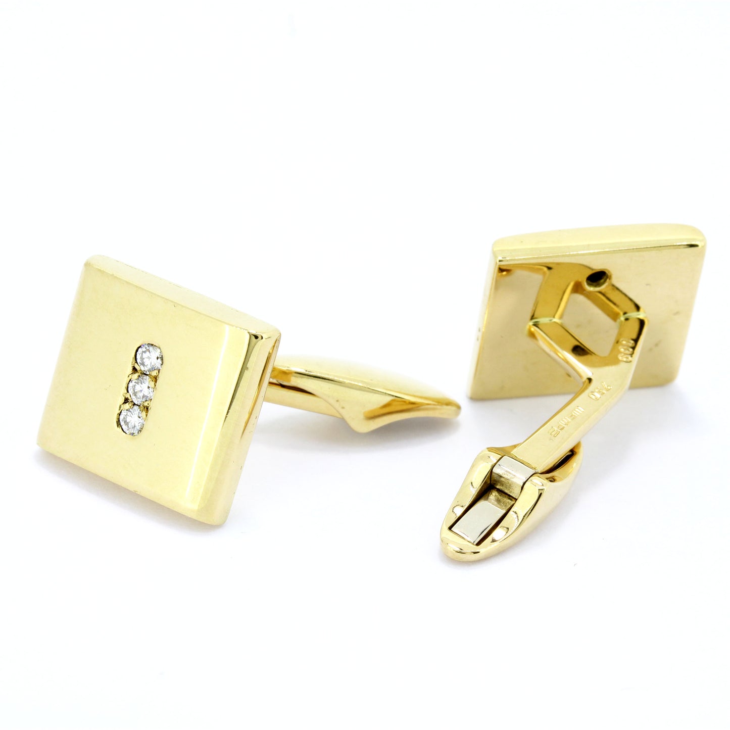 Wempe Maschettenknöpfe 750 Gold 18 Kt Gelbgold Brillanten 0,18 ct VS Wert 5900,-