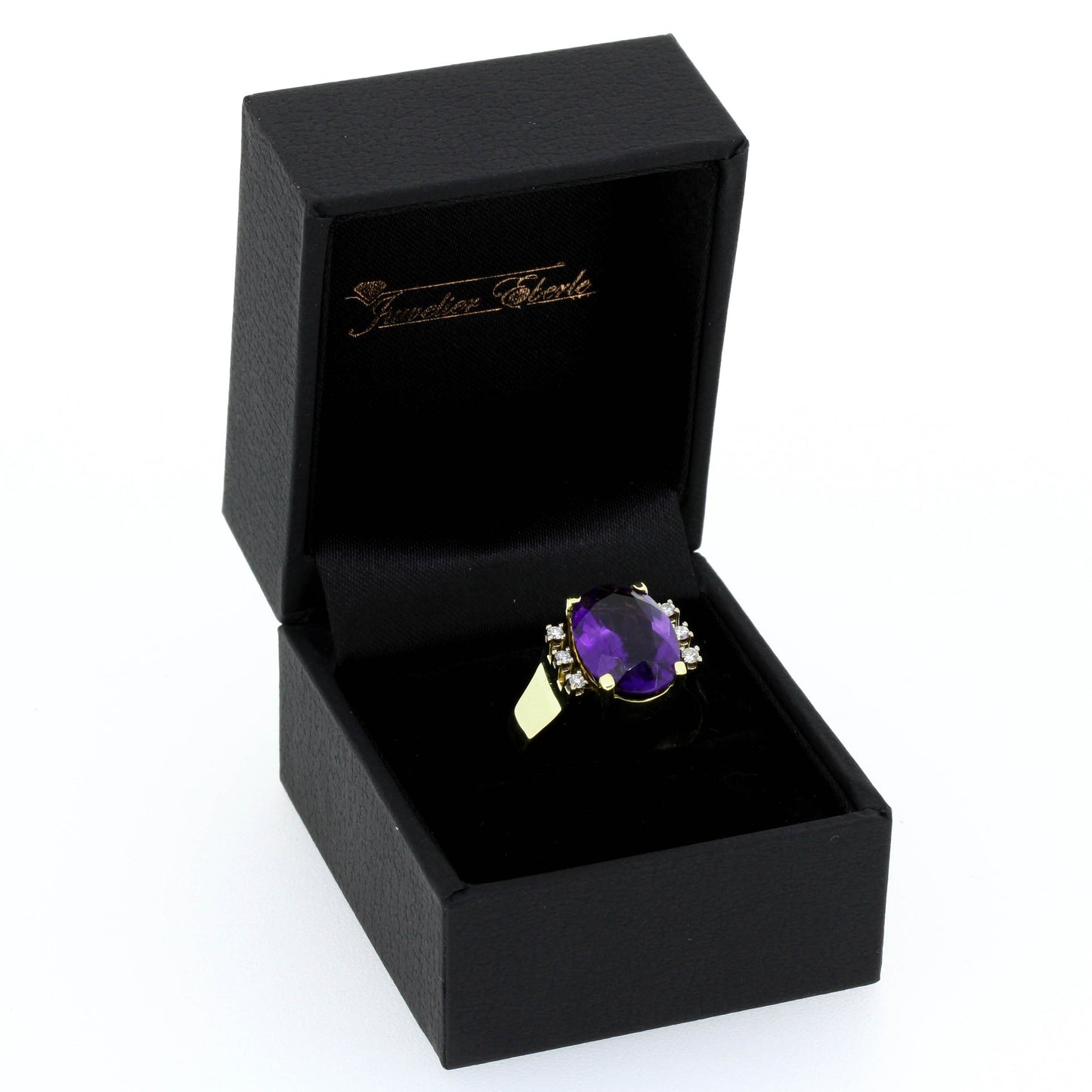 Amethyst Ring 585 Gold 14 Kt Gelbgold Diamanten 0,08 ct Wert 880,-