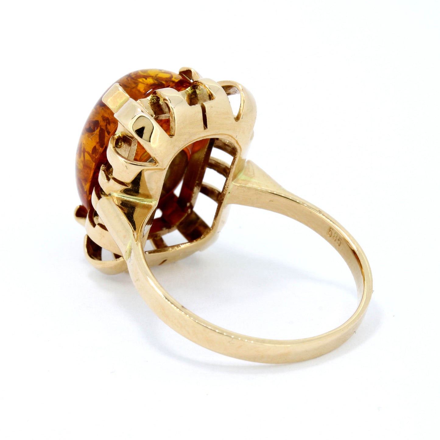 Bernstein Ring 585 Gold 14 Kt Gelbgold G56