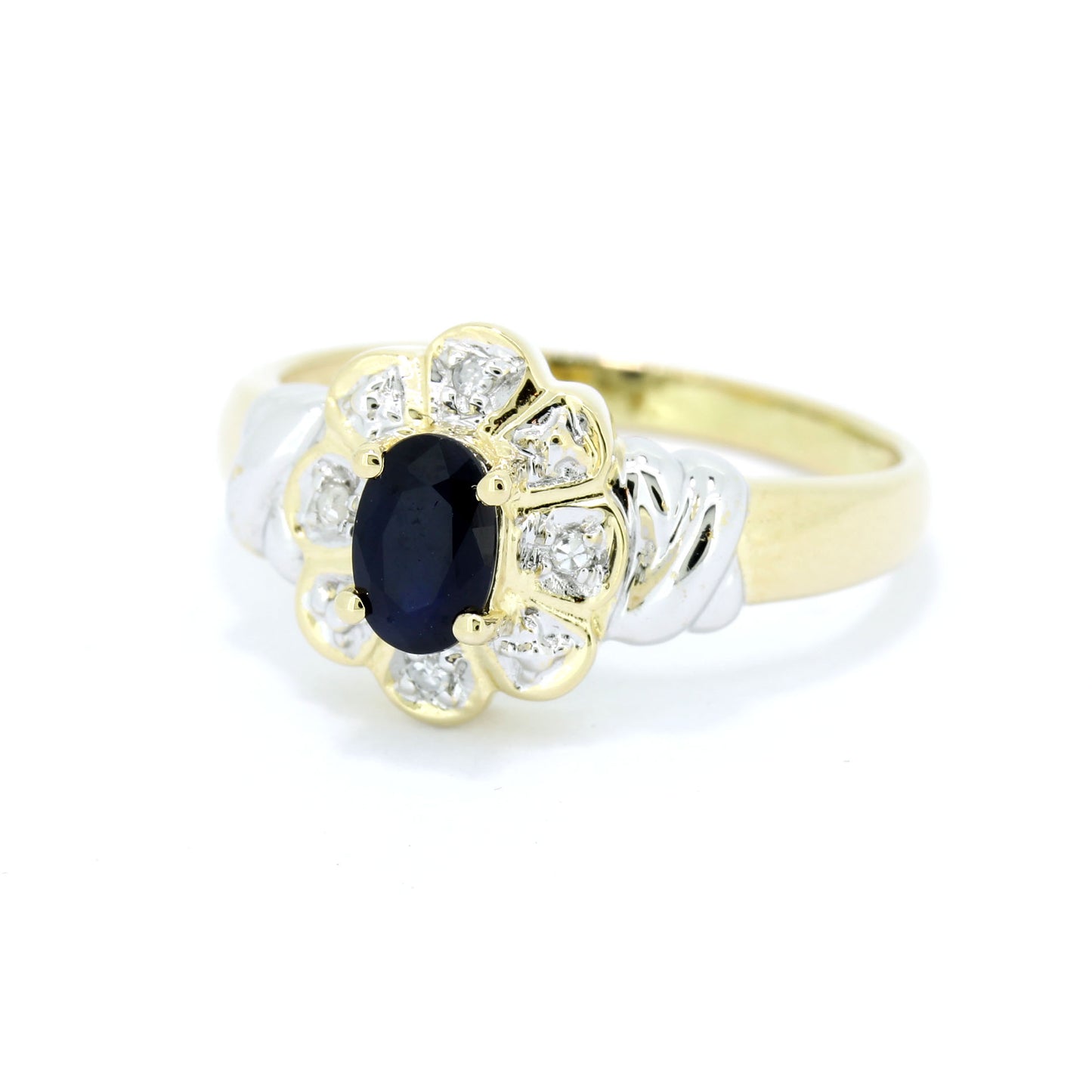 Saphir Ring 585 Gold 14 Kt Gelbgold Weißgold - Diamanten - Wert 430,-