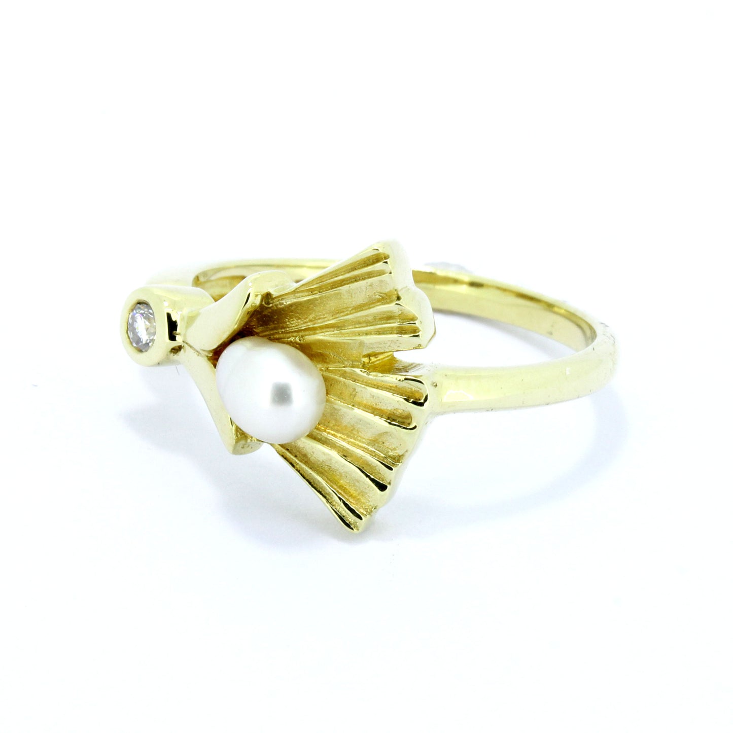 Ring 585 Gold 14 Kt Gelbgold Süßwasserperle Brillant 0,05ct Wert 510,-