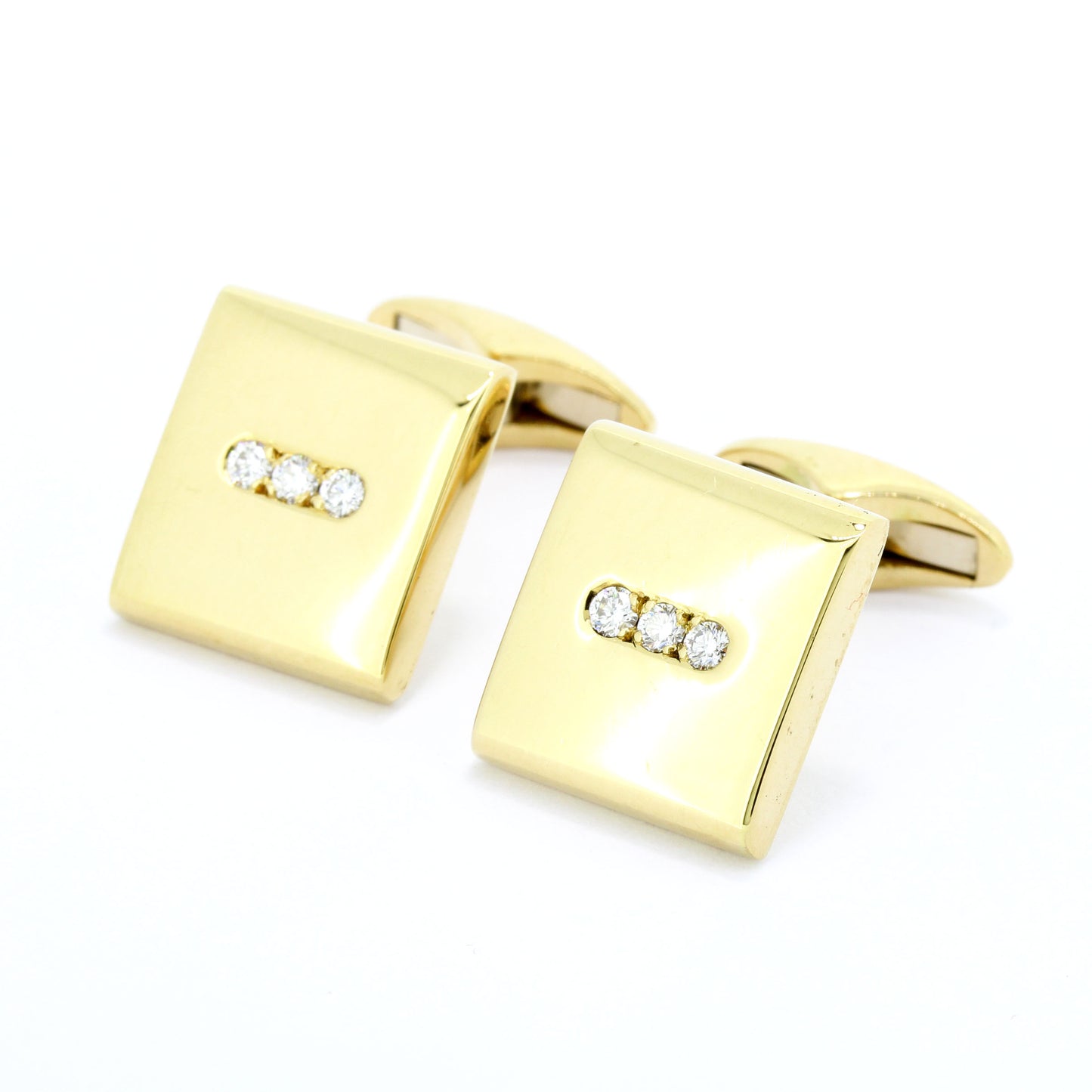Wempe Maschettenknöpfe 750 Gold 18 Kt Gelbgold Brillanten 0,18 ct VS Wert 5900,-