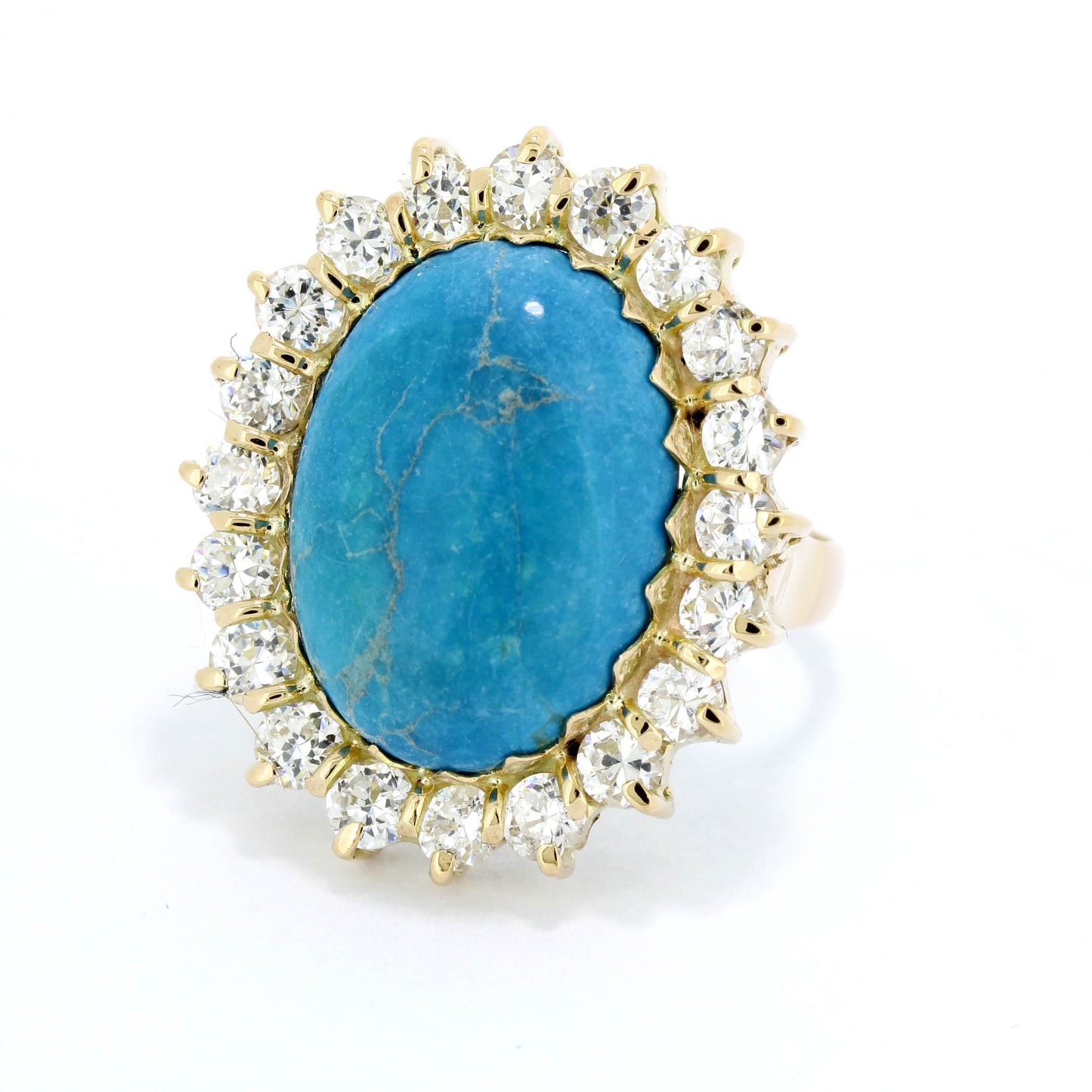 Türkis Ring 750er Gold 18 Kt Gelbgold mit Zirkonia - Wert 980,-