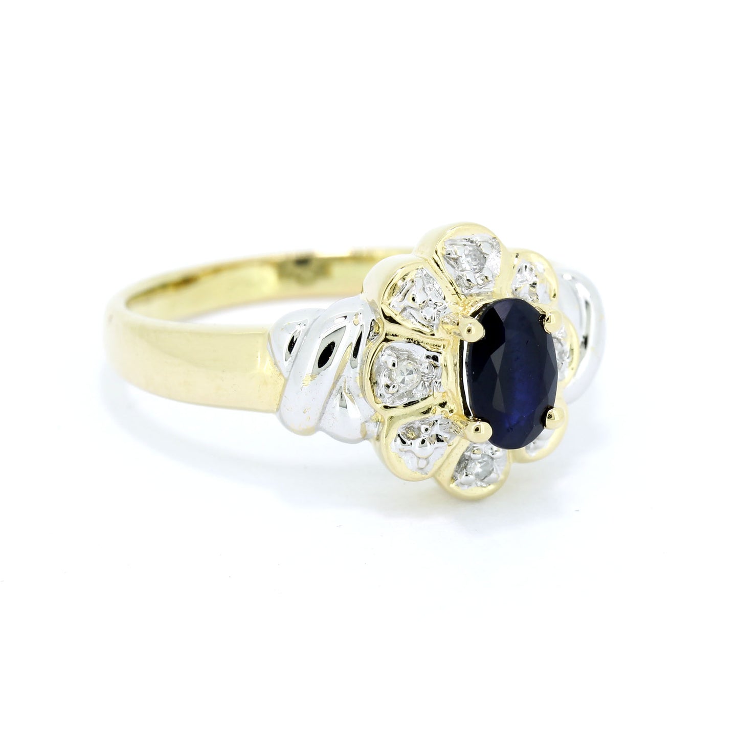 Saphir Ring 585 Gold 14 Kt Gelbgold Weißgold - Diamanten - Wert 430,-