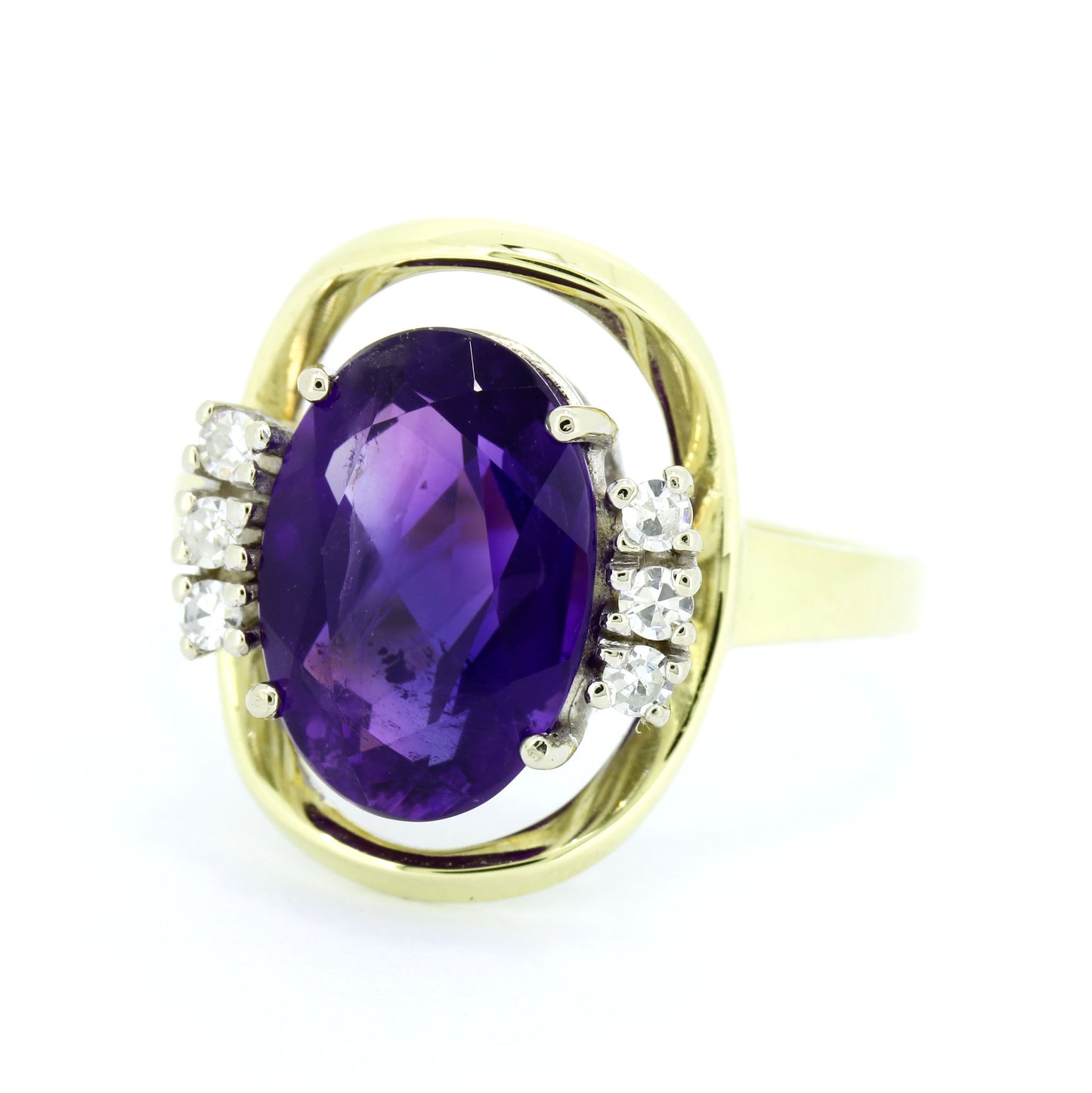 Amethyst Ring 585 Gold 14 Kt Gelbgold Weißgold Diamanten 0,13 ct Wert 580,-