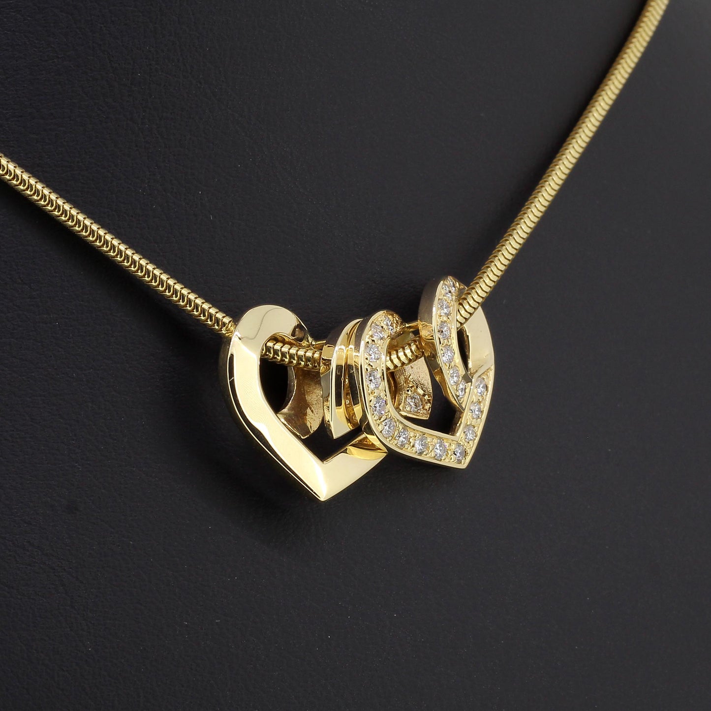 Kette Schlangenkette Brillant Herz Anhänger 585 Gold 14 Kt 42cm lang 0,60ct SI