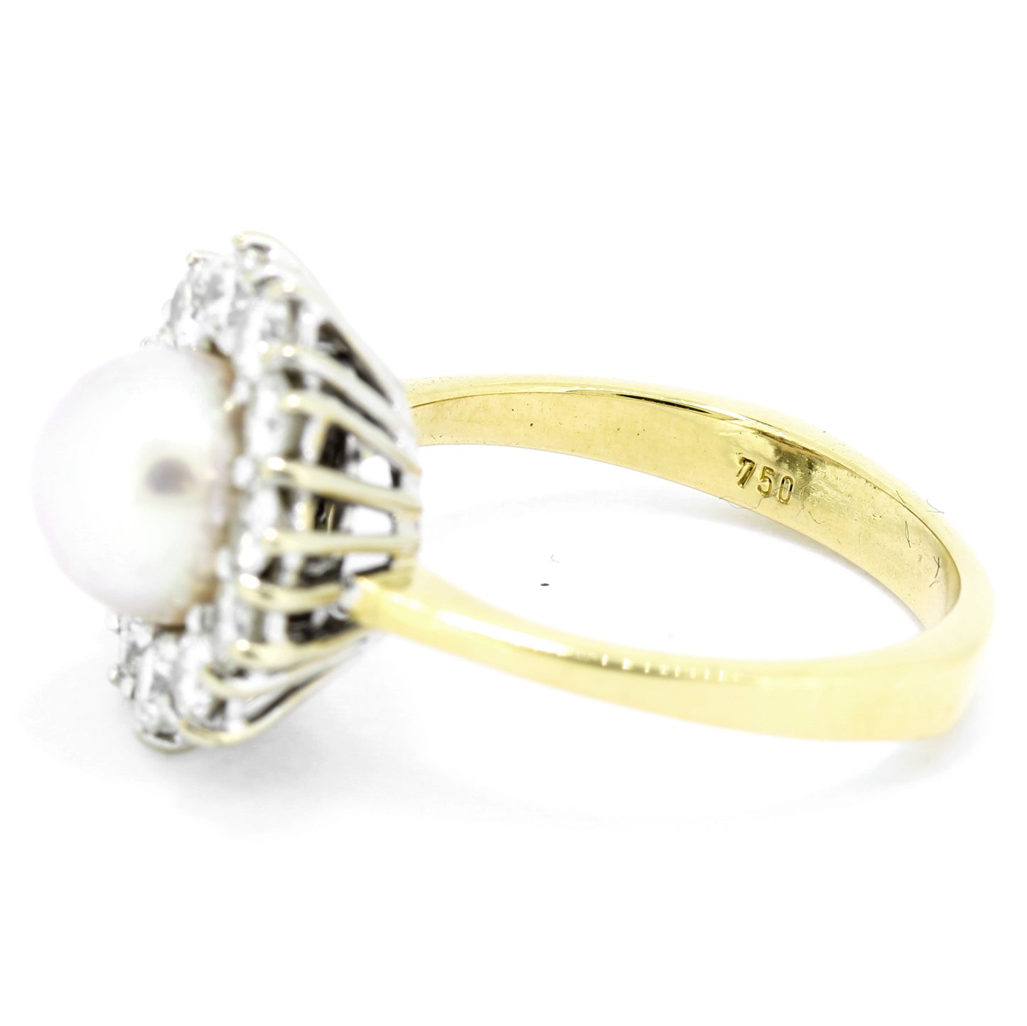 Süßwasserperlen Ring 750 Gold 18 Kt Gelbgold Weißgold - Brillanten - Wert 2800,-