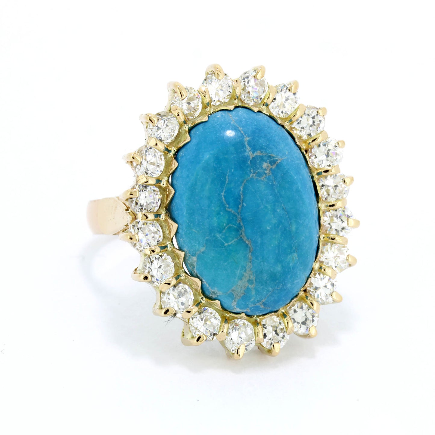 Türkis Ring 750er Gold 18 Kt Gelbgold mit Zirkonia - Wert 980,-