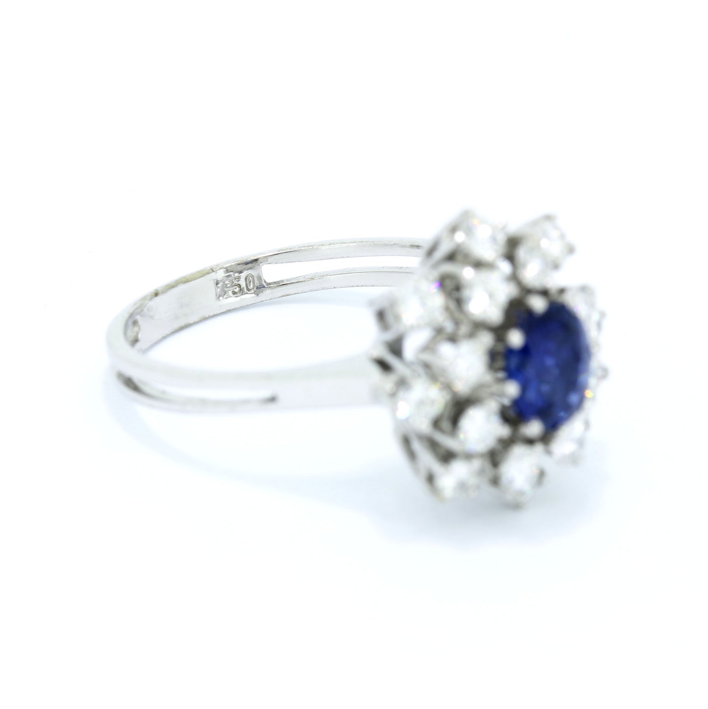 Saphir Ring 750 Gold 18 Kt Weißgold - Brillanten 0,64 ct VS - SI - Wert 1700,-