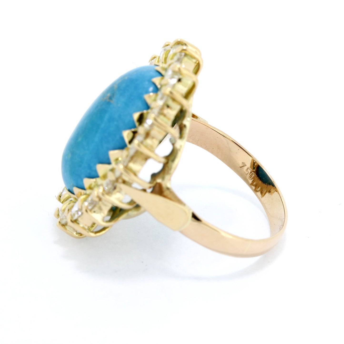 Türkis Ring 750er Gold 18 Kt Gelbgold mit Zirkonia - Wert 980,-