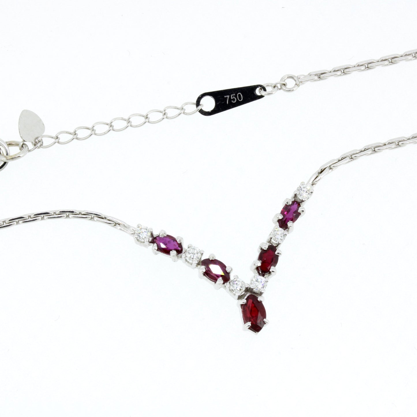 Rubin Collier 750 Gold 18 Kt Brillanten 0,18 Ct 48 cm lang Wert 1400,-