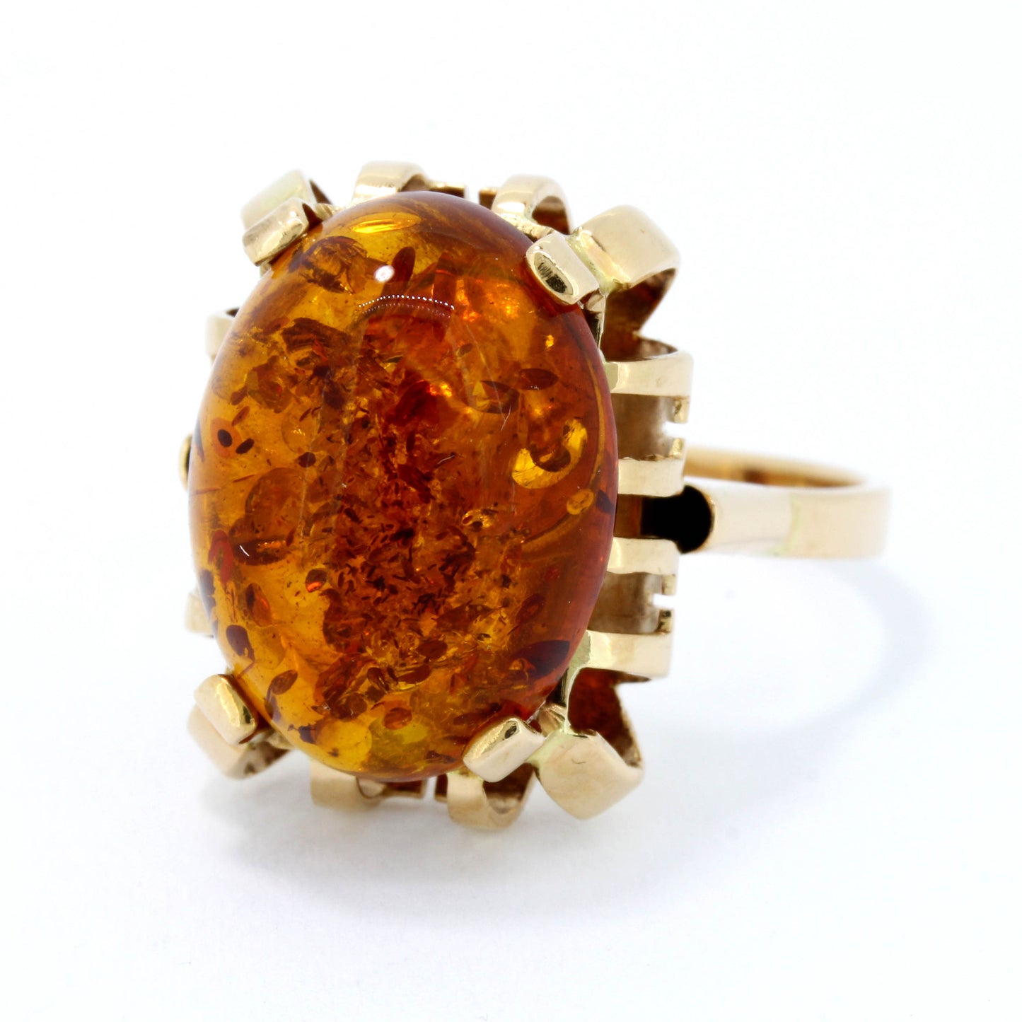 Bernstein Ring 585 Gold 14 Kt Gelbgold G56