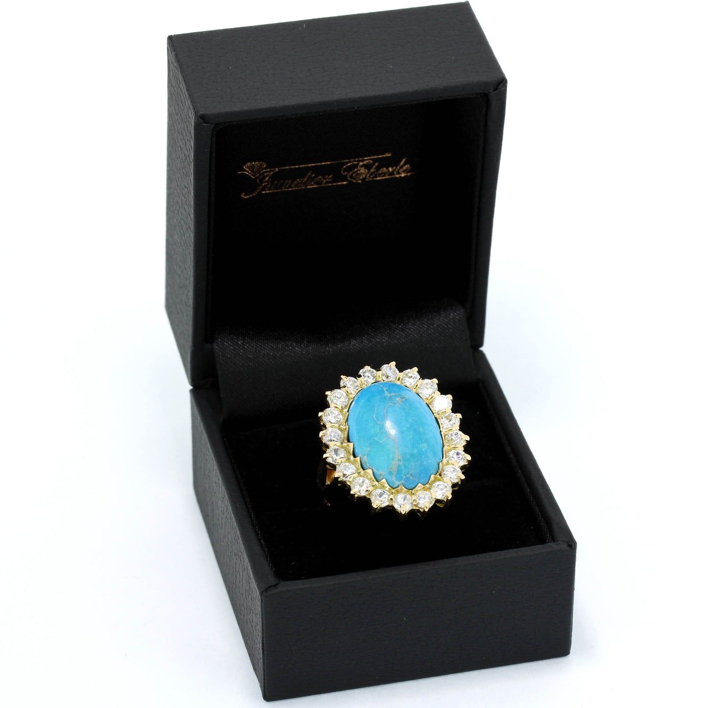 Türkis Ring 750er Gold 18 Kt Gelbgold mit Zirkonia - Wert 980,-