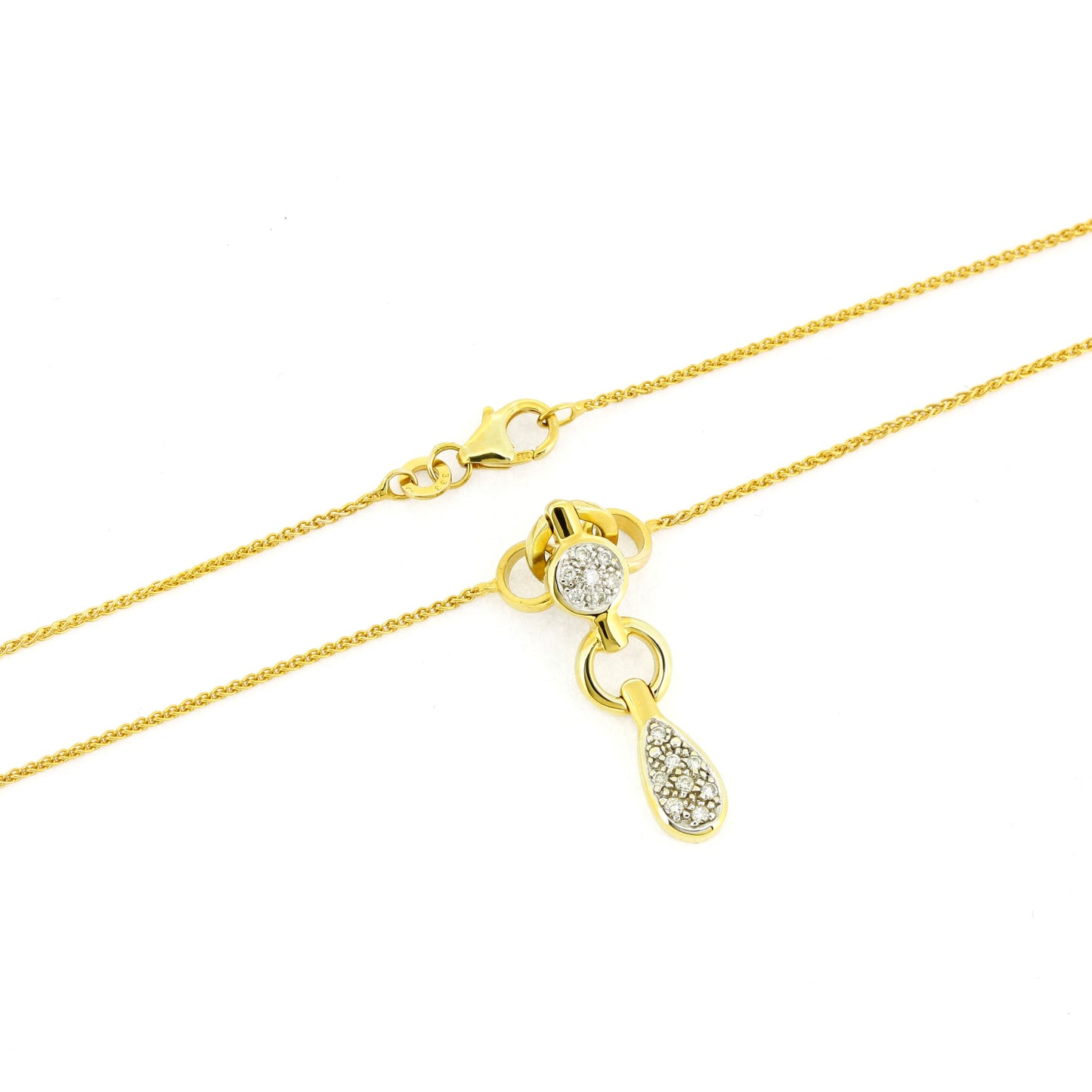 Collier Zopfkette 333 Gold 8 Kt Anhänger 15 Brillanten ca. 0,10 ct - Wert 420,-