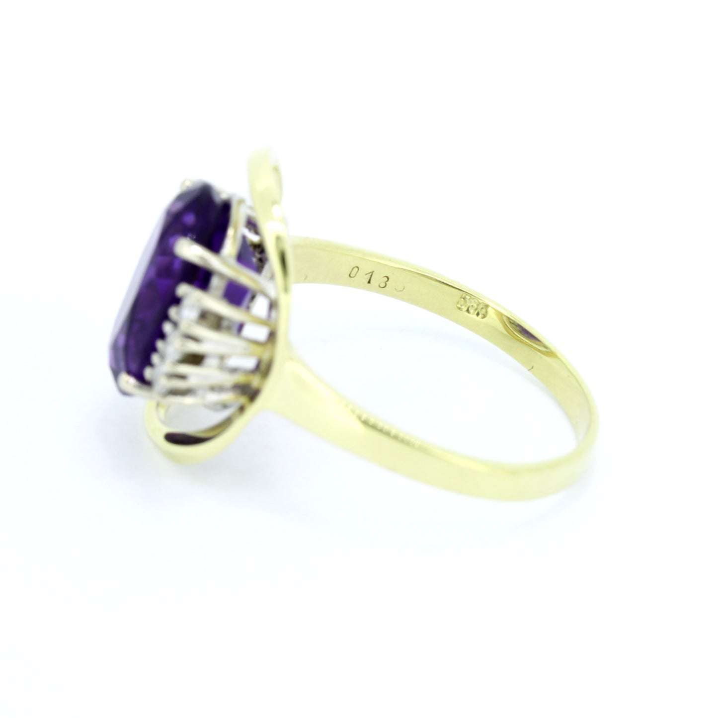 Amethyst Ring 585 Gold 14 Kt Gelbgold Weißgold Diamanten 0,13 ct Wert 580,-