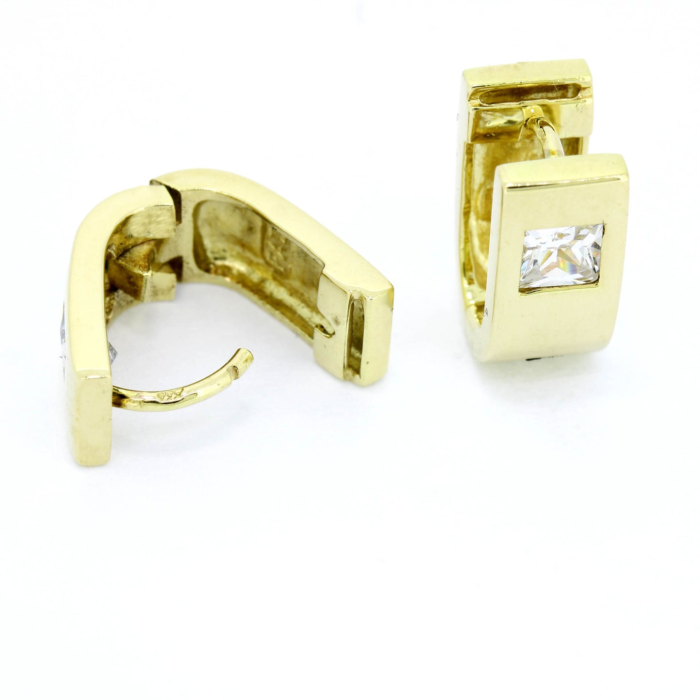 Klappcreolen Ohrringe 333 Gold 8 Kt Gelbgold - Zirkonia - Wert 380,-