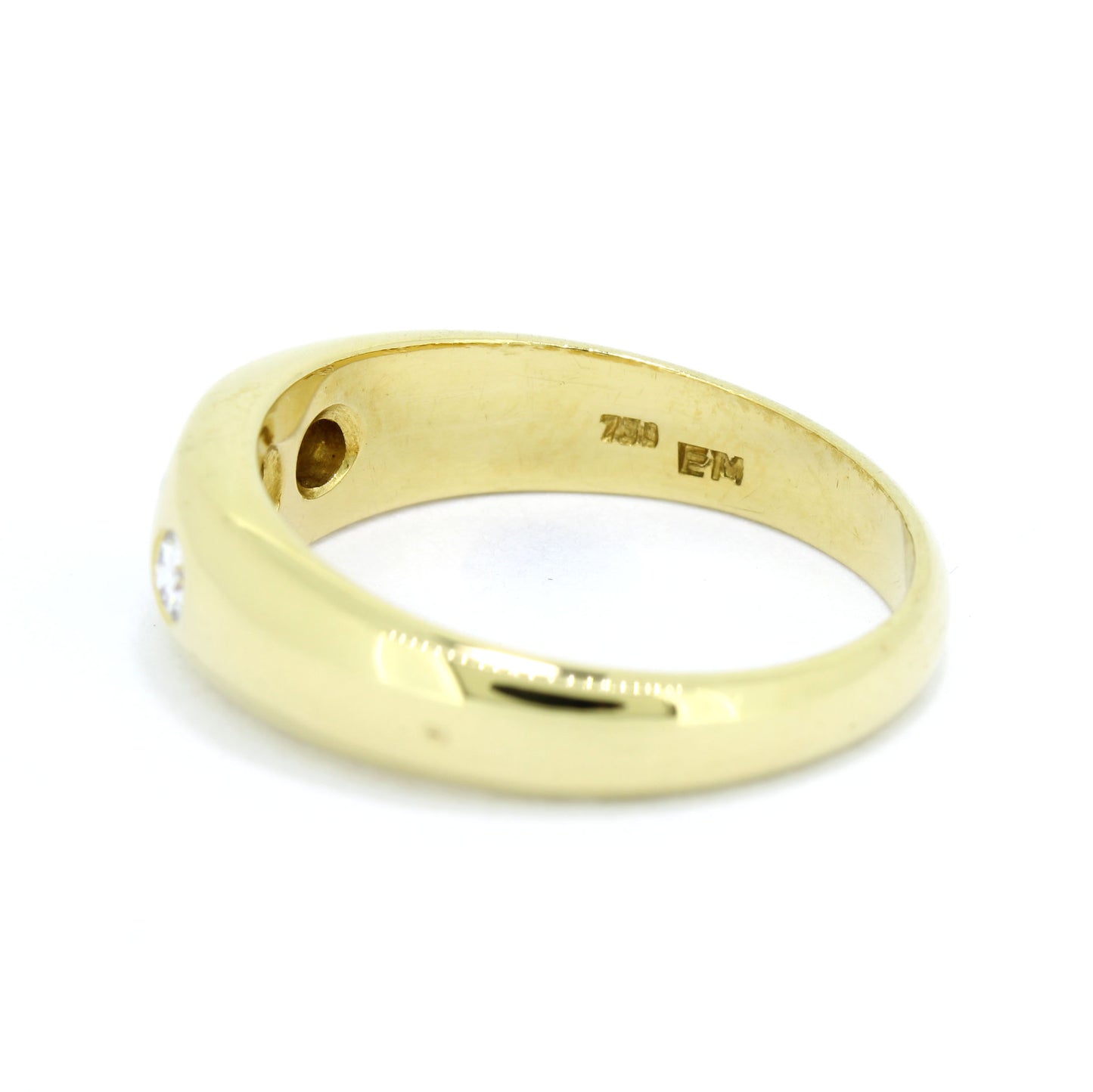 Saphir Band Ring 750 Gold 18 Kt Gelbgold - Diamant 0,12 ct H - SI - Wert 1040,-
