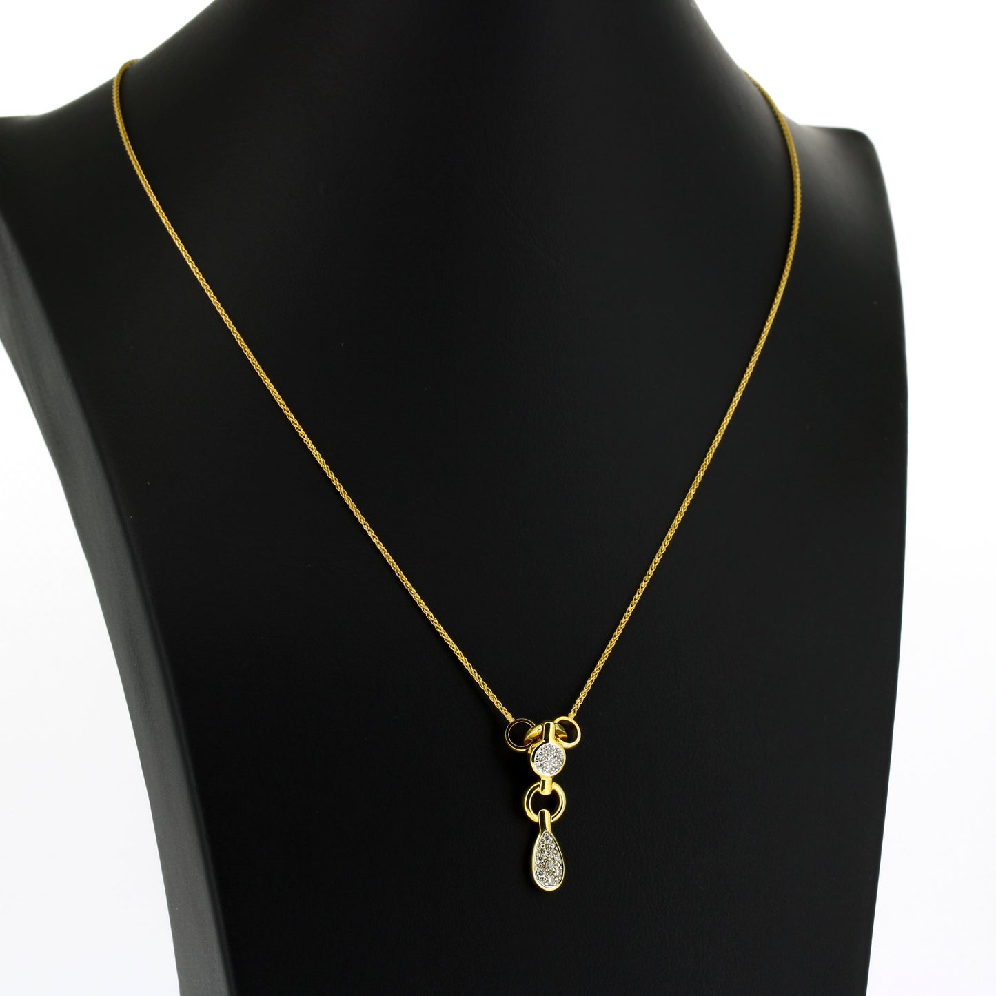 Collier Zopfkette 333 Gold 8 Kt Anhänger 15 Brillanten ca. 0,10 ct - Wert 420,-