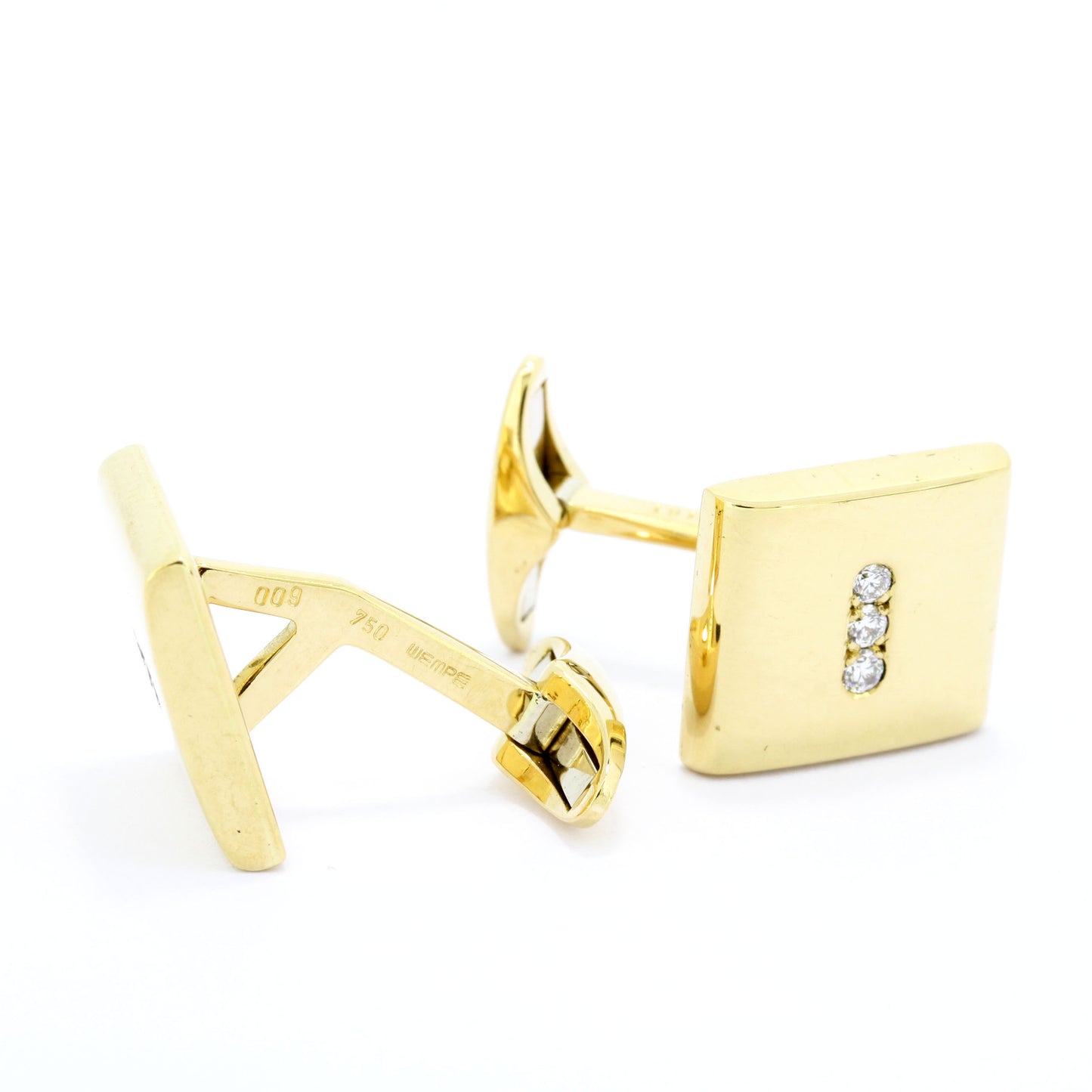 Wempe Maschettenknöpfe 750 Gold 18 Kt Gelbgold Brillanten 0,18 ct VS Wert 5900,-