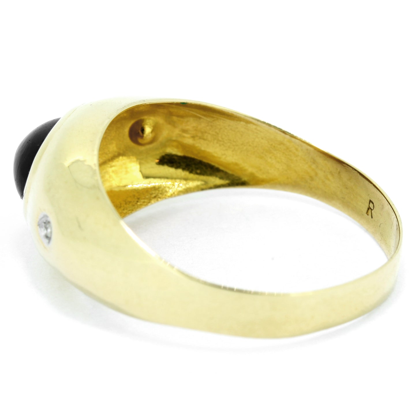 Saphir Cabochon Ring 585er Gold 14 Kt Gelbgold - Diamanten - Wert 220,-