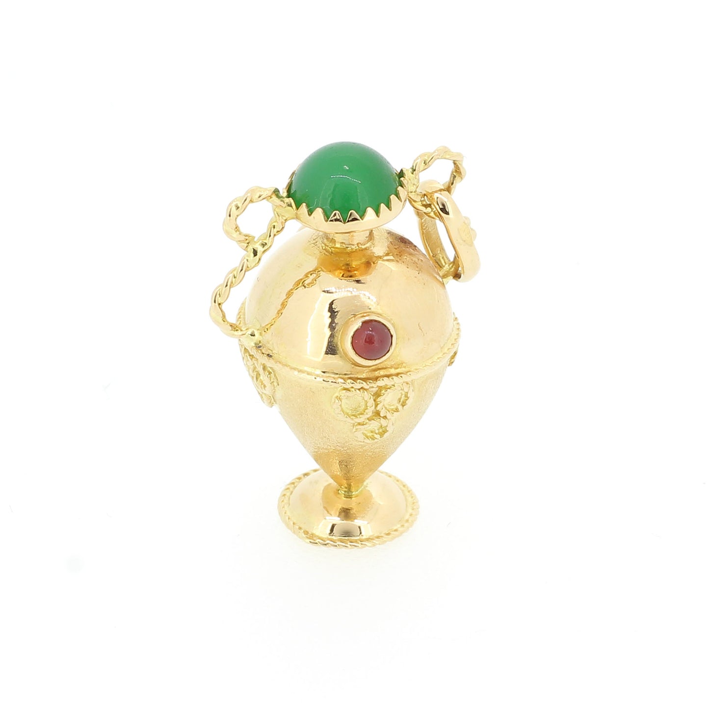 Vintage Anhänger Vase 750 Gold 18 Kt Jade und Karneol