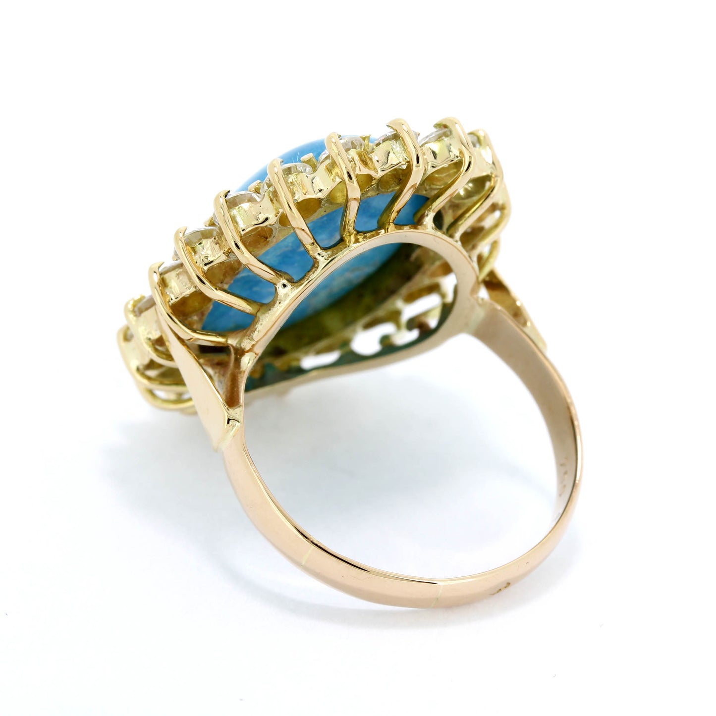Türkis Ring 750er Gold 18 Kt Gelbgold mit Zirkonia - Wert 980,-