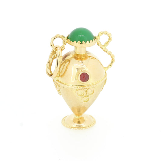 Vintage Anhänger Vase 750 Gold 18 Kt Jade und Karneol