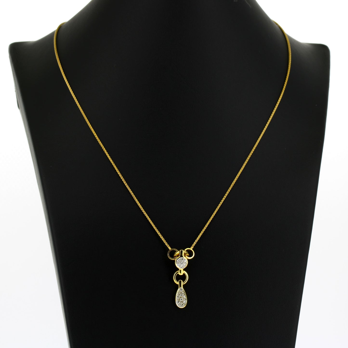 Collier Zopfkette 333 Gold 8 Kt Anhänger 15 Brillanten ca. 0,10 ct - Wert 420,-
