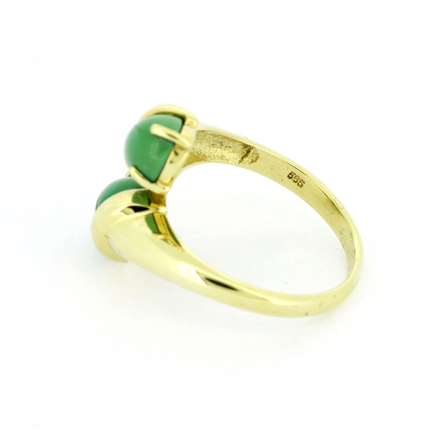 Ring 585 Gelbgold 14 Kt mit 2 grünen türkisen Edelsteinen - Wert 430,-