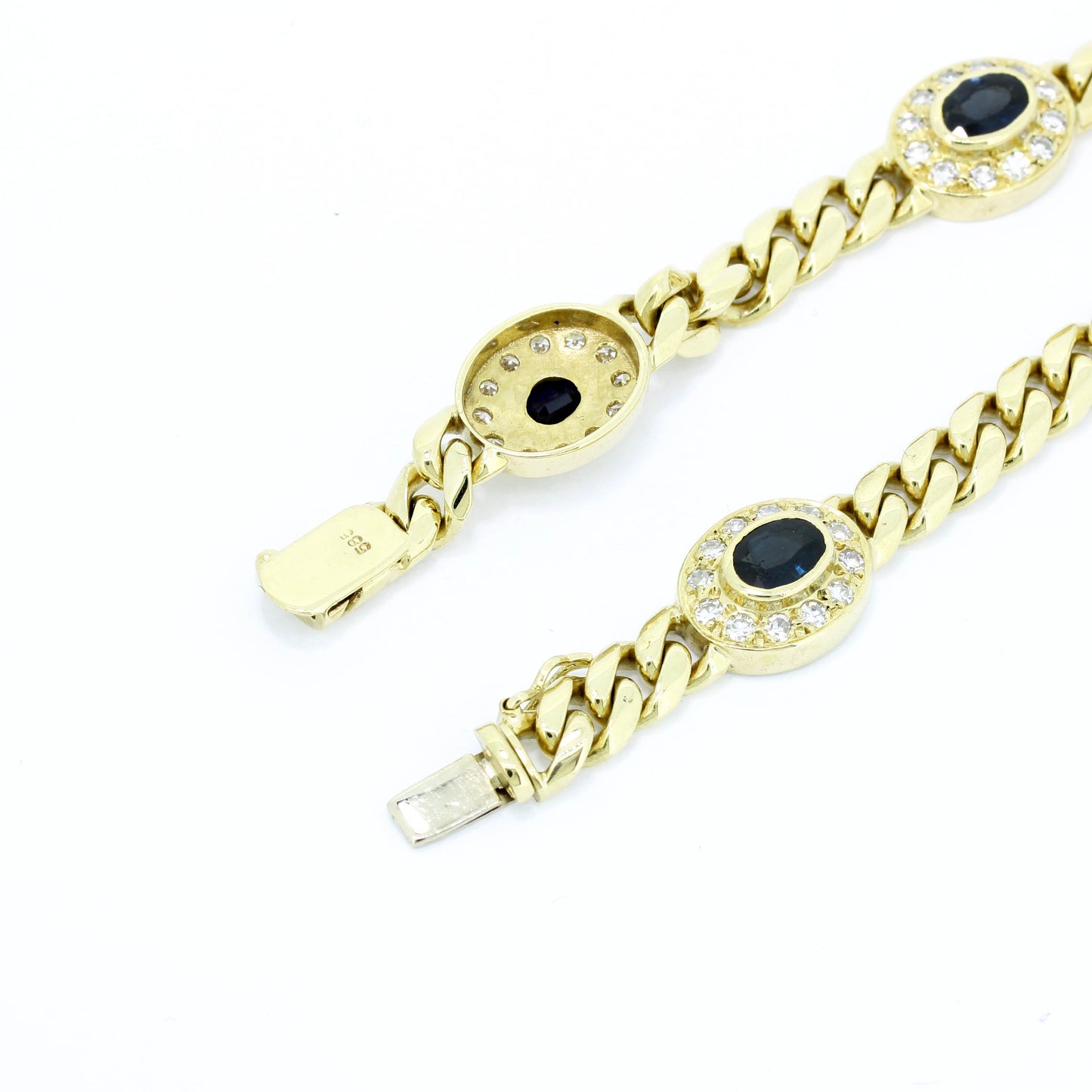 Saphir Armband 585 Gold Brillanten 1,20 ct 14 Kt Gelbgold - Wert 4180,-