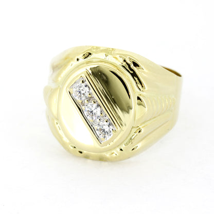 Siegelring 585 Gold - 14 Kt Gelbgold - Zirkonia - Wert 840,-