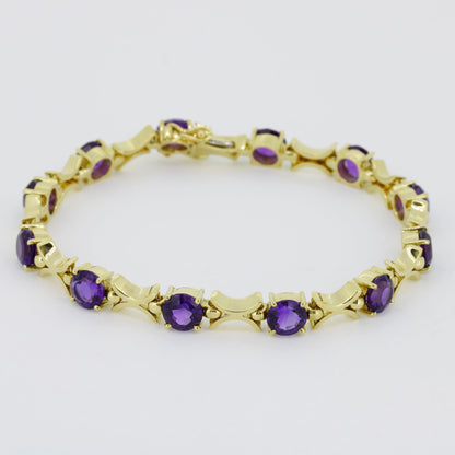 Armband 750 Gold 18 Karat Gelbgold Amethyst ca. 7 ct 18,5 cm